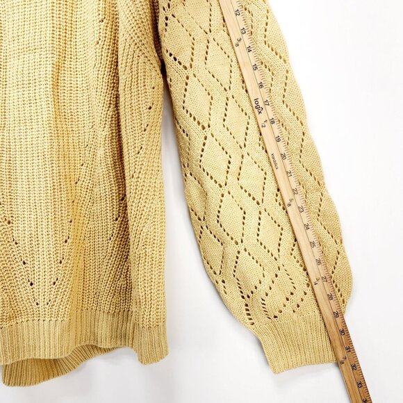 Beige Knit Sweater Size 2XL With Diamond Pattern Sleeves & Ribbed Hem - Picture 9 of 9